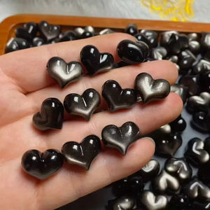 Cristal Natural de Obsidiana Plateada en Forma de Corazón, Piedra Curativa para Decoración, Precio al por Mayor - Product Image 3