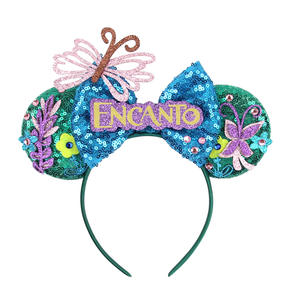Encanto Aksesoris Rambut Anak Perempuan Payet Busur Simpul Kupu-kupu Bunga Cosplay Mickey Hairband Telinga Tikus Ikat Kepala - Product Image 1