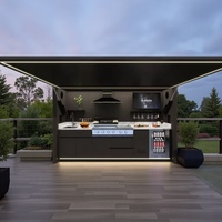 Cuisine de jardin modulaire sur pied avec îlot barbecue et bar Ensemble de cuisine d'extérieur