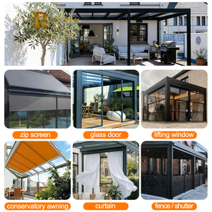 Pergola in Alluminio con Tetto in Vetro Temperato e Porte Scorrevoli per Ristoranti all'Aperto, Caffè, Verande e Giardini 4 Stagioni - Product Image 3