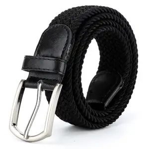 Custom Logo Knit Web Golf Stretch Fabric Braid Canvas Woven Elastic Belt for Men Women Golf Jeans Pants