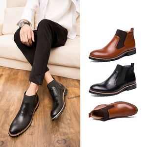 Hot Selling Large Size38-46 Leather Shoes High Top Brogue Carved Casual <b>Boots</b> - Product Image 4