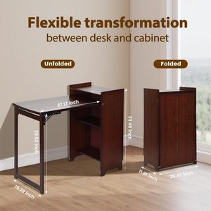 Escritorio Plegable <span class=keywords><strong>de</strong></span> Bambú Yuepeng Meimu, <span class=keywords><strong>Mesa</strong></span> Plegable <span class=keywords><strong>de</strong></span> Estilo Mid-Century, Ahorro <span class=keywords><strong>de</strong></span> Espacio, Escritorio para Computadora Plegable para Espacios Pequeños - Product Image 2