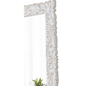 Trang Trại Lớn Châu Âu Handmade MDF Đóng Khung Tường Gương Hình Chữ Nhật Lớn Màu Trắng Gỗ Mộc Mạc Khung Khắc Baroque Treo Gương - Product Image 3