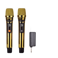 Microphone sans fil à double canal plaqué or, haute brillance, professionnel, vente chaude