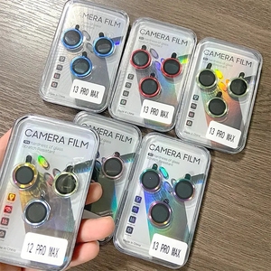 ฟิล์มป้องกันหน้าจอเลนส์กล้องกระจกอลูมิเนียมโลหะใหม่สำหรับ iPhone 11 12 13 14 15 PRO MAX เลนส์กล้องฟิล์มป้องกันหน้าจอ - Product Image 3