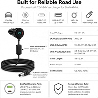 Câble d'alimentation 3M avec voltmètre numérique et amplificateur de tension, allume-cigare vers DC, pour Starlink Mini, chargeur de voiture 12V vers 30V