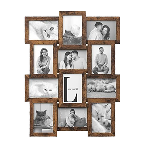 Cornice Fotografica Familiare alla Moda in Legno con 12 Aperture, Motivo Quadrato, Collage Multi-Foto Pieghevole <span class=keywords><strong>da</strong></span> Appendere a <span class=keywords><strong>Parete</strong></span> per Esporre Ricordi - Product Image 4