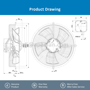 Ventiladores Axiales ebmpapst S4E300-AS72-45 de 300 mm, 90 W, 230 V CA, Ventiladores Eléctricos, Ventiladores de Aire Acondicionado, Ventiladores de Refrigeración Axiales - Product Image 4