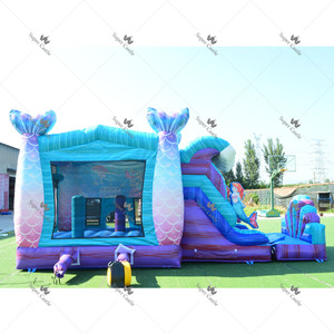 Château gonflable commercial en PVC 0,55 mm, combo gonflable sirène avec toboggan, château gonflable personnalisé pour location événementielle extérieure - Product Image 2