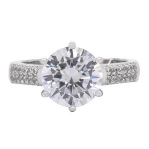 定制戒指供应商女性订婚结婚戒指10k 14k白金珠宝3Ct VVS moissanite戒指