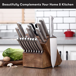 Hot Sale 19-Piece Stainless Steel Hollow Handle Cutlery <b>Set</b> Stainless Steel Kitchen <b>Knife</b> <b>Set</b> with Wooden Block - Product Image 3
