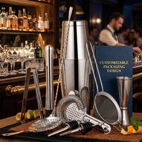 Ensemble de 16 outils de bar en acier inoxydable, kit de barman, logo personnalisé, accessoires de bar, shaker à cocktails