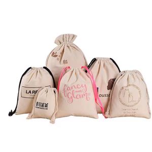 Custom logo Printed Eco Friendly Recyclable Ecological Reusable Pouch Cotton Drawstring Bag - Product Image 2