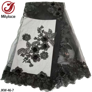 Dernière broderie de fleurs de mariée nigériane 3D Applique Tulle <span class=keywords><strong>Net</strong></span> tissu de dentelle africaine pour robe de mariée - Product Image 6