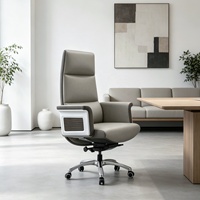 Chaise de bureau exécutive en cuir ergonomique réglable en hauteur avec fonction pivotante pour bureau à domicile - Design moderne et luxueux