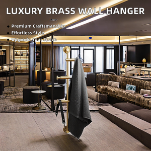 Perchero de pared nórdico de lujo de latón ecológico, desmontable y ajustable, para dormitorio, gancho de almacenamiento para porche, estante para ropa - Product Image 2