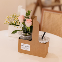 Élégant porte-gobelet d'été pour café lait thé boîte à fleurs en papier Kraft emballage à emporter sac à main Bouquet boîte-cadeau gaufrage impression