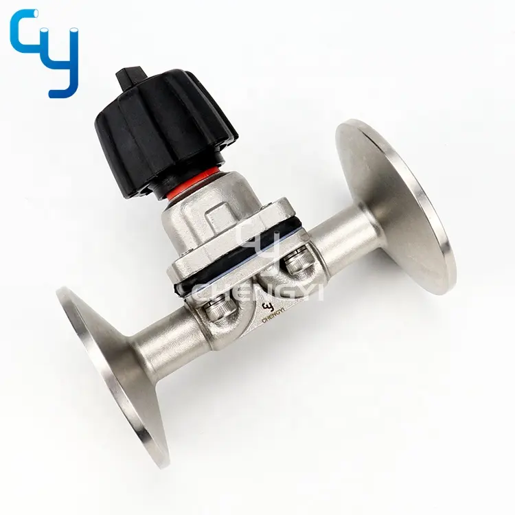 Sanitary manual straight way diaphragm valve DN15 with K50.5mm clamp connection