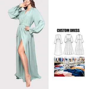 Kleid Casual verano Lino vestidos largos señoras cintura ropa ajustada 2024 ropa de mujer ropa de fiesta Casual Maxi vestido