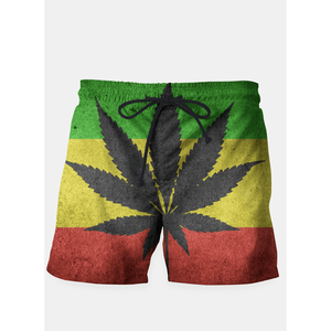 กางเกงขาสั้นลายธงกัญชาสีเขียวเหลืองและแดง - Product Image 1