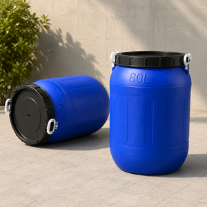 80L Heavy Duty <b>Plastic</b> Storage Barrel Made from High Quality Resin for Multipurpose Storage - Product Image 2