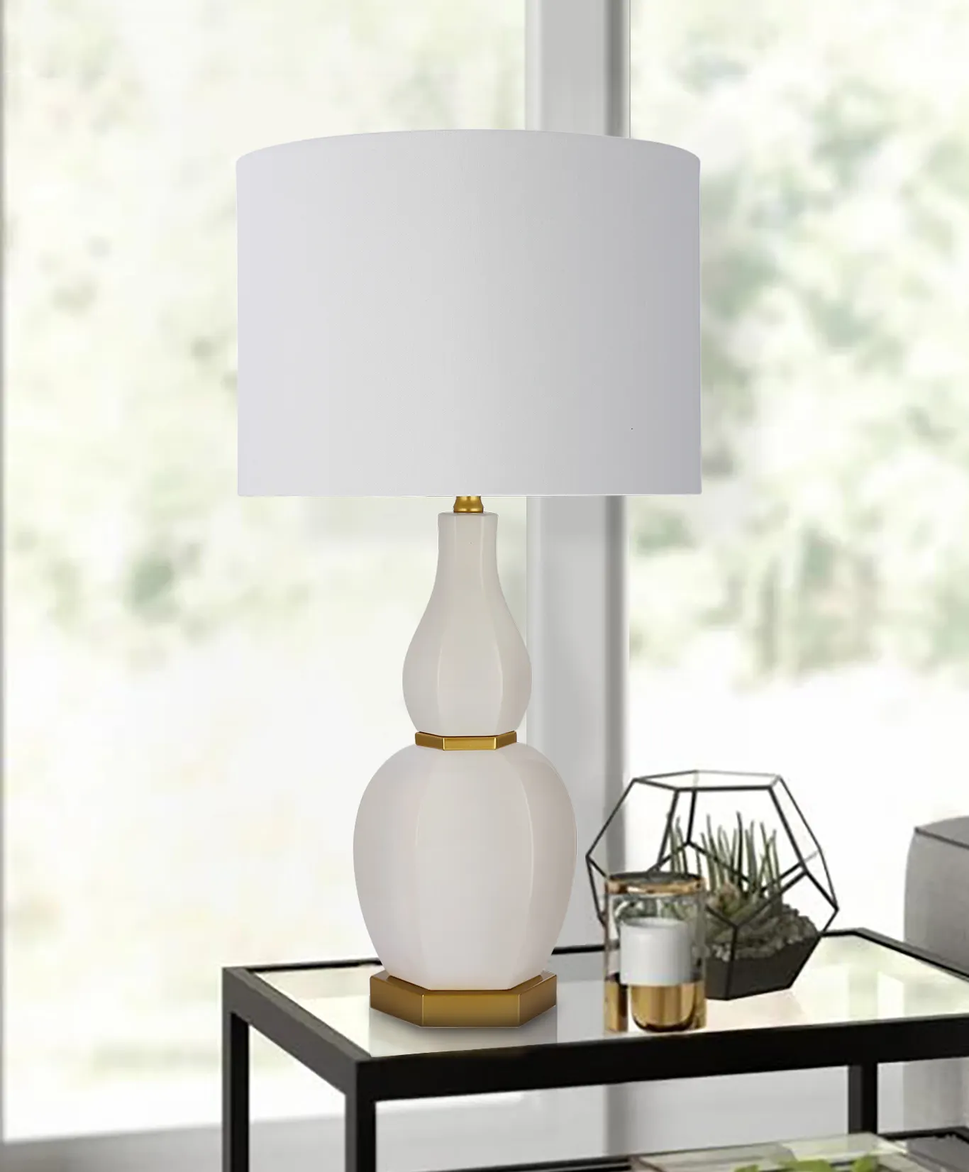 Modern White Night Desk Lamp Metal Gold Living Room Decoration Bedside Ceramic Table Lamps