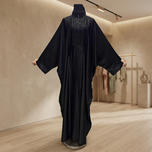 Wholesale Meera Fashion Designers Handmade Classic Vintage Women Beaded Abaya Full Length Modest Wear Premium Nida Anti-Pilling - Product Image 3