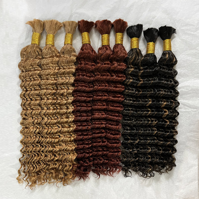 High Quality Cuticle Aligned Raw Indian Virgin Human Hair Bulk Unprocessed Natural Color Deep Wave Extension Wholesale Braiding