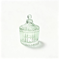 Pot de rangement en verre gaufré à côtes verticales, multicolore, décoratif, pour bonbons, noix, bougies, décoration de table à la maison