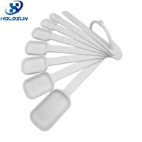 Ensemble de 8 cuillères doseuses en plastique empilables de petite taille, couleur blanc pur, qualité alimentaire, avec niveleur, pour la cuisine et la pâtisserie à domicile