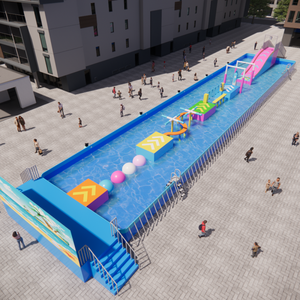 Parcours d'obstacles gonflable géant pour adultes et enfants, jeux sportifs en plein air, course avec jeux aquatiques, utilisation commerciale - Product Image 2