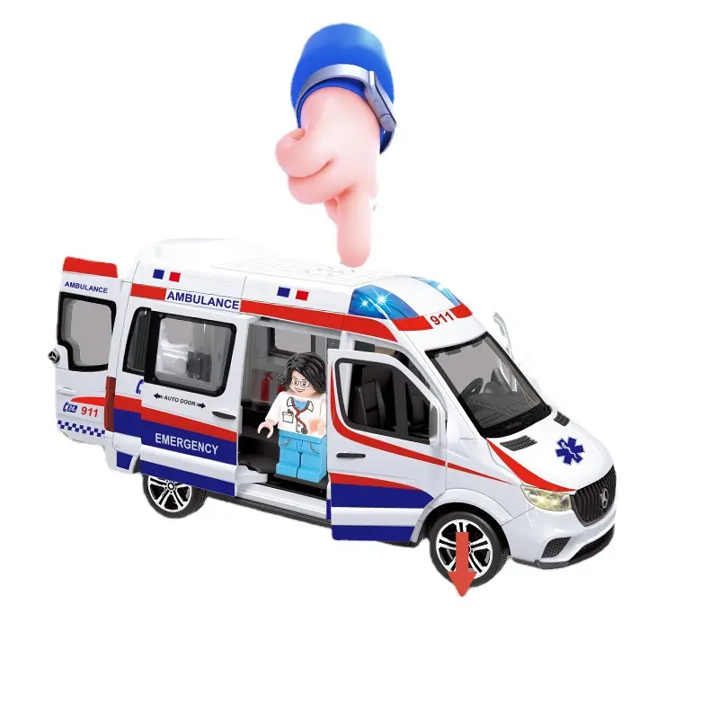 Hot Selling Factory wholesale Die-cast 1:24 Alloy Model Metal ambulance Cars Toys Simulates Metal Car With Sound And Light