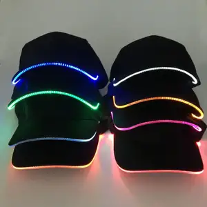 LED beyzbol kapaklar pamuk siyah parlayan LED ışık topu kapaklar karanlık ayarlanabilir Snapback şapka aydınlık parti şapkaları