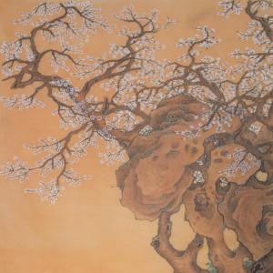 Pergamena d'Arte Vintage Cinese Dipinta a Mano con Figura Femminile e Fiori di Prugna per Arredamento Casa e Collezione - Product Image 6