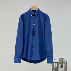 <span class=keywords><strong>Camisa</strong></span> Oxford de <span class=keywords><strong>Manga</strong></span> <span class=keywords><strong>Larga</strong></span> para <span class=keywords><strong>Hombre</strong></span>, de Algodón Puro, Color Sólido, con Botones, de Alta Calidad, Marca de Lujo # RL - Product Image 3