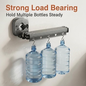 Étagère <span class=keywords><strong>à</strong></span> linge pliante murale robuste |   Ventouse/Sans perçage |   Séchoir <span class=keywords><strong>à</strong></span> linge rétractable en métal pour balcon domestique - Product Image 5