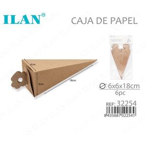 Scatola in Carta Kraft 6x6x18 Cm Pieghevole a Forma di Cono 6 Pezzi - Product Image 3