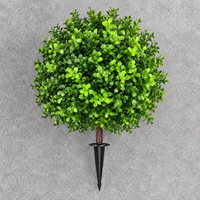 Boule de topiaire artificielle en buis avec piquet de fixation, fausse verdure pour la décoration de jardin et aménagement paysager