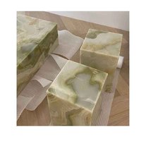 Cube en Onyx de Marbre Poli de Taille Personnalisée Décoration Maison Socle en Marbre Onyx Vert Table Basse