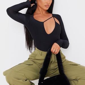 2023 nuovo Bodysuit nero modellante a maniche lunghe traspirante alla moda con cinturino Sexy attillato <span class=keywords><strong>tuta</strong></span> attillata da donna - Product Image 4