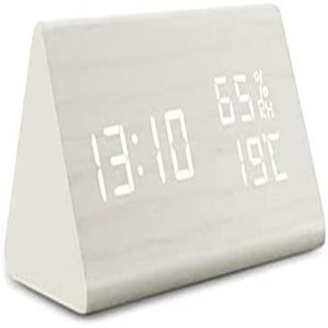 Đồng Hồ Báo Thức LED Kích Hoạt Bằng Giọng Nói Độ Ẩm Bằng Gỗ - Product Image 6