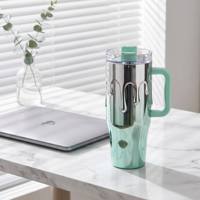 Gobelet isotherme YEKEA 40oz Aurora Sheen avec poignée, 1200ml, en acier inoxydable 304, dégradé ombré, avec paille, personnalisable OEM, vente en gros