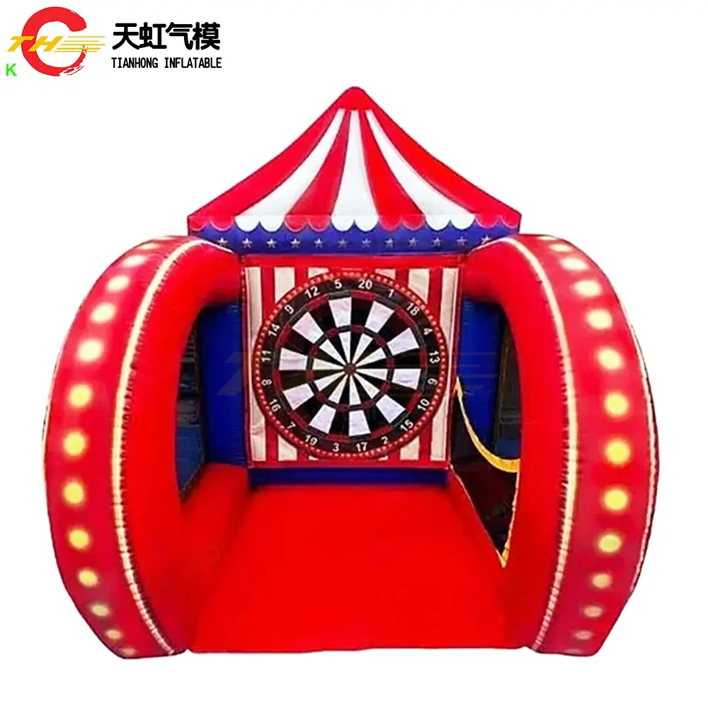free door shipping 2024 newest 4 in 1 inflatable carnival games soccer dart knock down Circus Theme game combos for party