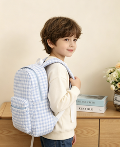 Zaino Trapuntato a Quadretti Pastello per Bambini, Leggero e Estetico, Perfetto Regalo per Bambine dell'Asilo - Product Image 5