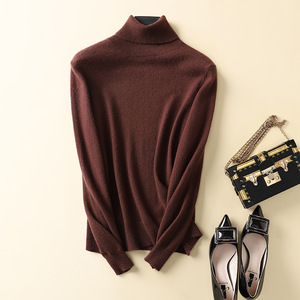 Maglione a collo alto donna autunno inverno 100% in pura lana in stile coreano Cashmere lavorato a <span class=keywords><strong>maglia</strong></span> <span class=keywords><strong>maglia</strong></span> <span class=keywords><strong>maglia</strong></span> maglione con risvolto all'ingrosso - Product Image 3