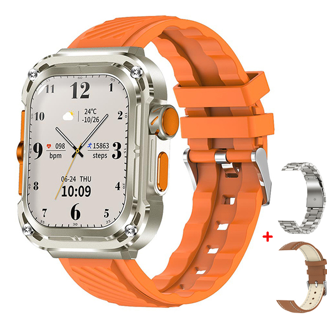 Z85 Max Smart Watch 2.04inch Compass Smartwatch Waterproof Heart Rate Sleep Monitoring Sport Smart Watch with 3 Straps