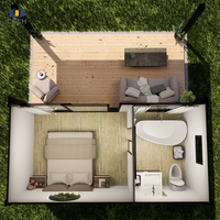 Maison modulaire préfabriquée en conteneur avec terrasse, panneau mural en bois grainé à cadre noir CGCH
