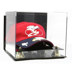 JUST CASE Factory Custom Clear Acrylic 4mm Thick Baseball Cap Holder Countertop Display Case Metal Feet Base Custom Logo USA - Product Image 3