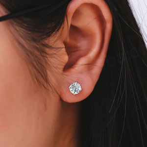 1carat Diamond <b>Stud</b> <b>Earring</b> 925 <b>Silver</b> Plated with 18k Gold <b>Earring</b> <b>Set</b> 6.5mm DEF VVS Moissanite <b>Earring</b> for Ladies' Jewelry - Product Image 3